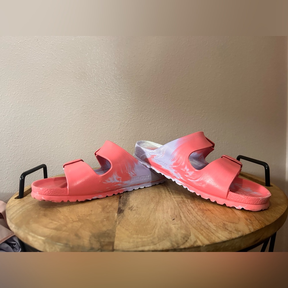 Birkenstock Women’s Pink, White, and Purple Marble effect
